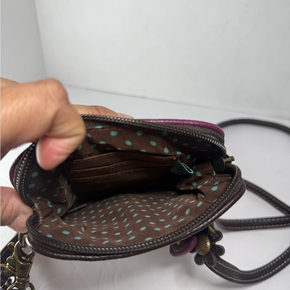 Chala Purple and Brown Crossbody Bag with Pig Design - Picture 4 of 9